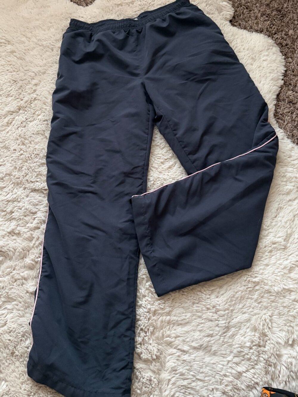 Danskin Now Girls Navy Blue Pink Piping Nylon Lined Track Pants Size Large